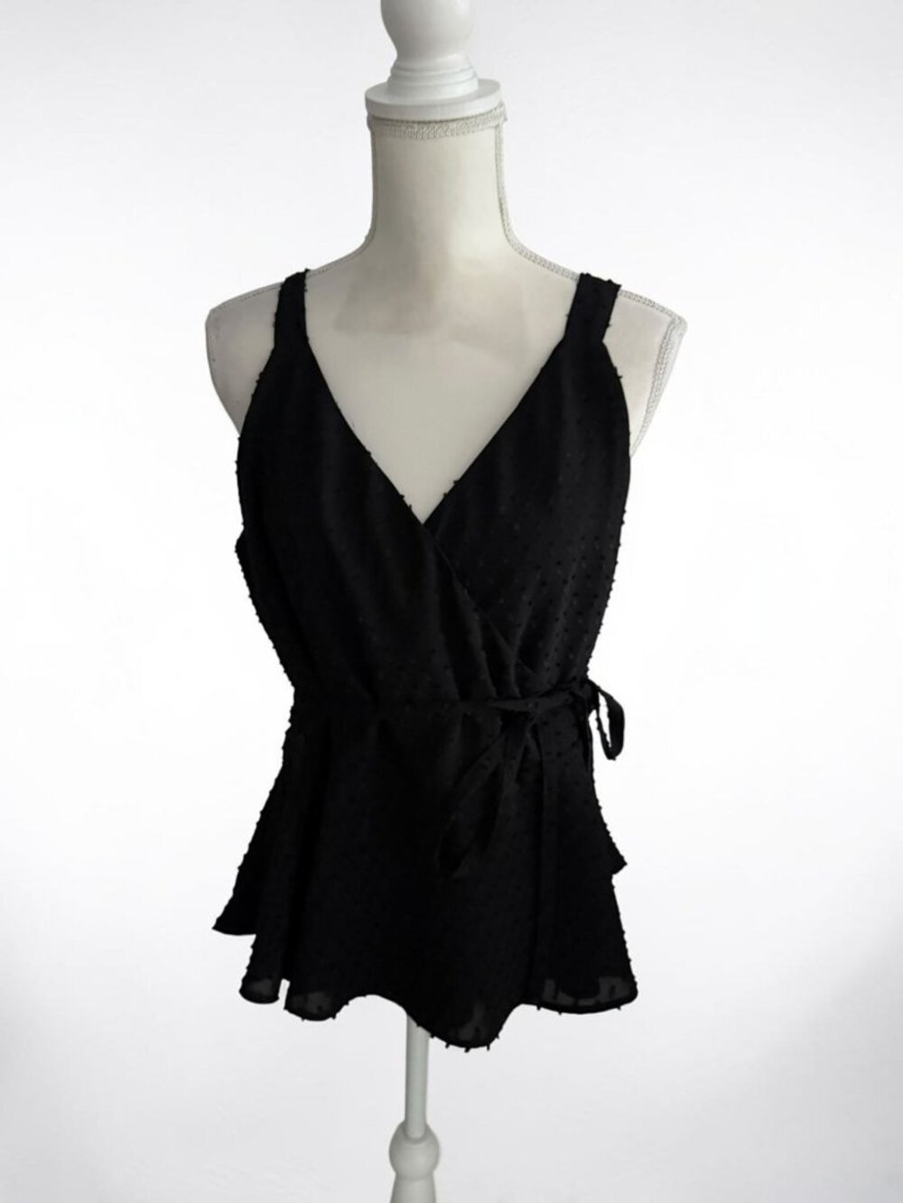 ANN TAYLOR LOFT Black Wrap Tank Top Size Large